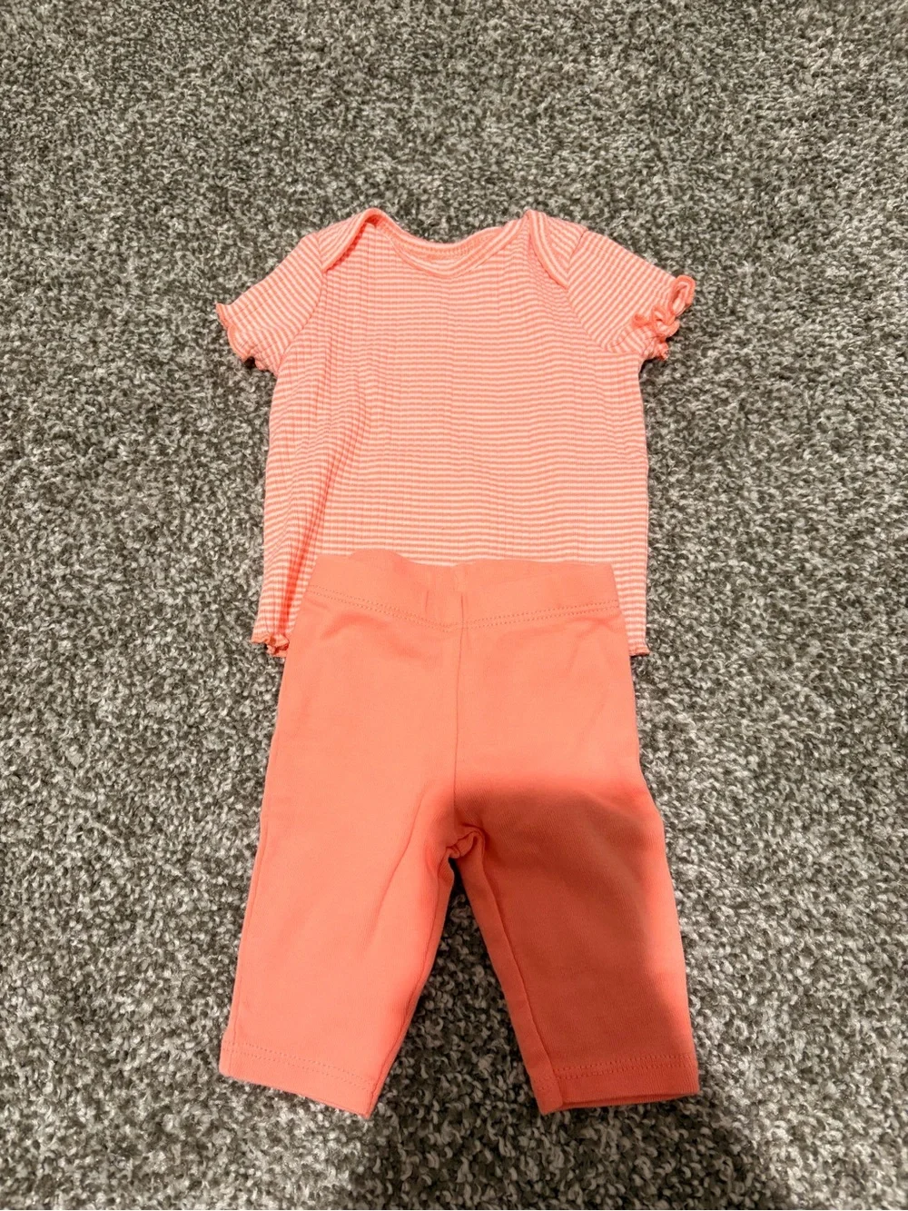 Carter's Coral Striped Top & Coral Leggings Set